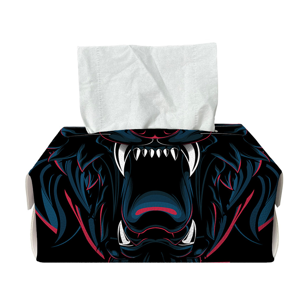 Dark Geometric Wolf Print Rectangle Tissue Box Cover