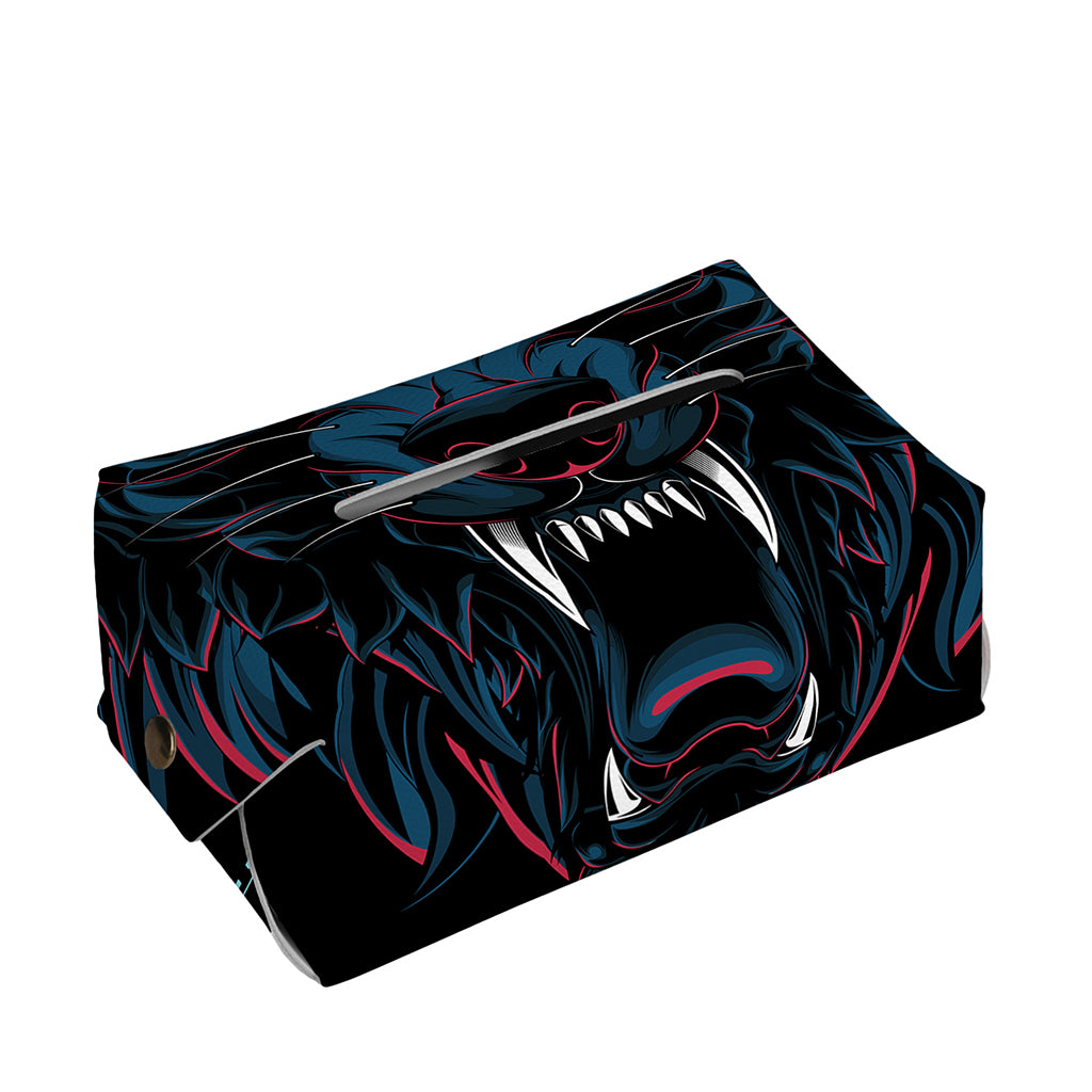 Dark Geometric Wolf Print Rectangle Tissue Box Cover