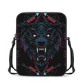 Dark Geometric Wolf Print Rectangular Crossbody Bag