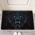 Dark Geometric Wolf Print Rubber Doormat