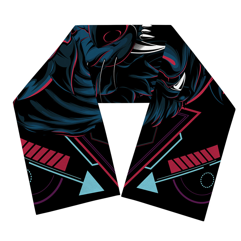 Dark Geometric Wolf Print Scarf