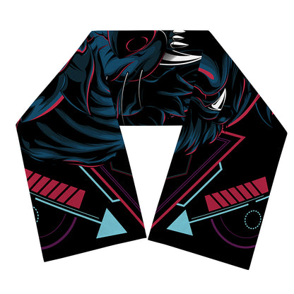 Dark Geometric Wolf Print Scarf