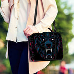 Dark Geometric Wolf Print Shoulder Strap Bible Bag