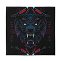 Dark Geometric Wolf Print Silk Bandana