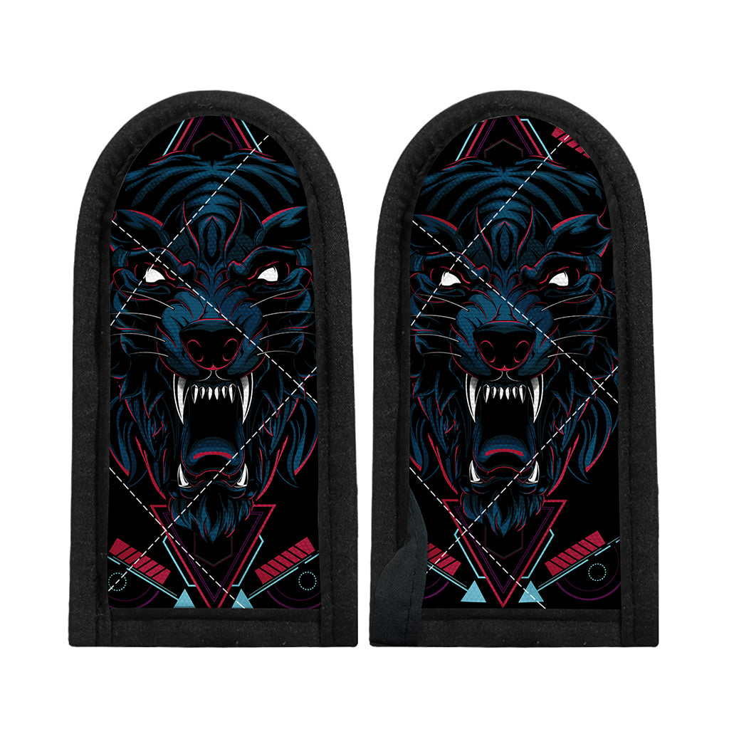 Dark Geometric Wolf Print Skillet Handle Cover