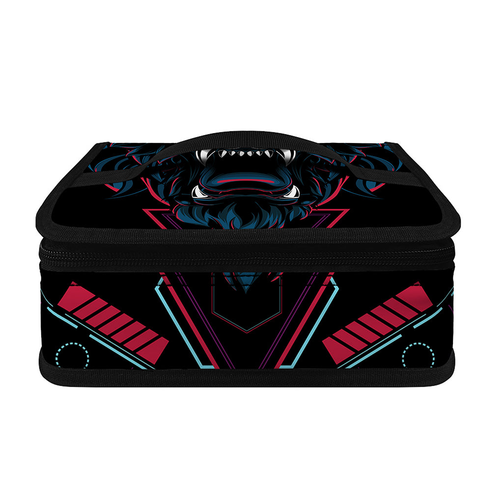 Dark Geometric Wolf Print Small Lunch Bag