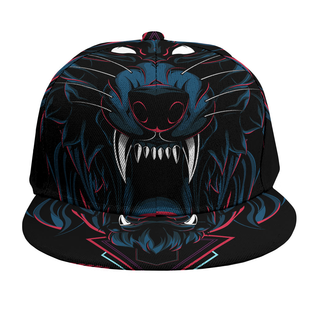 Dark Geometric Wolf Print Snapback Cap