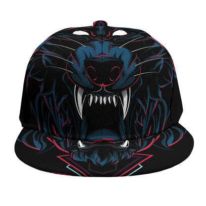 Dark Geometric Wolf Print Snapback Cap