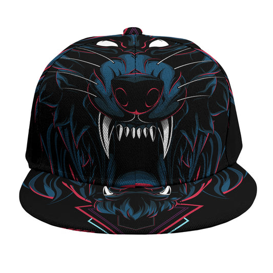 Dark Geometric Wolf Print Snapback Cap