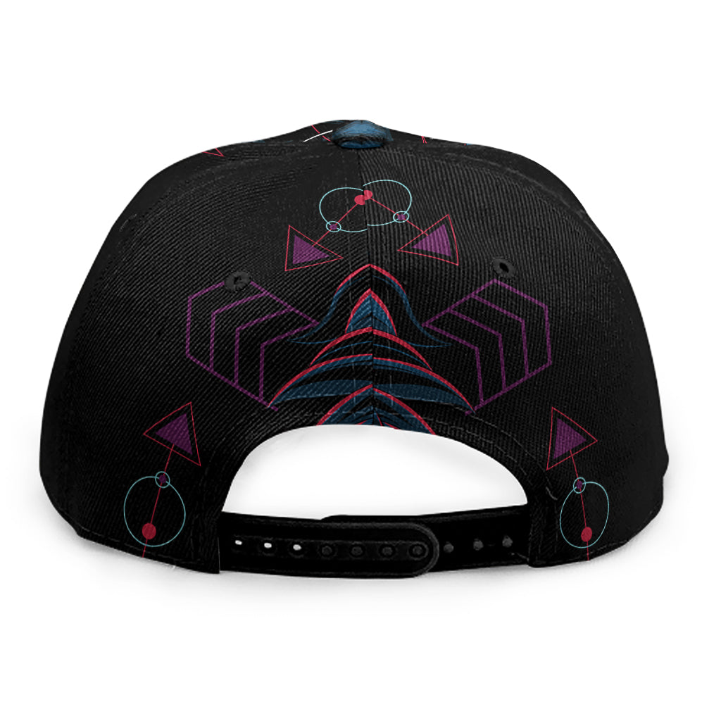 Dark Geometric Wolf Print Snapback Cap