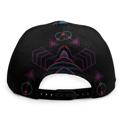 Dark Geometric Wolf Print Snapback Cap