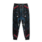 Dark Geometric Wolf Print Sweatpants