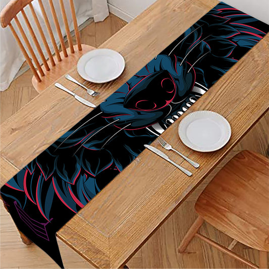 Dark Geometric Wolf Print Table Runner