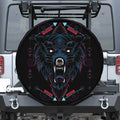 Dark Geometric Wolf Print Tire Cover With Camera Hole