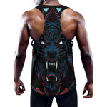 Dark Geometric Wolf Print Training Tank Top