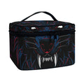 Dark Geometric Wolf Print Travel Makeup Bag