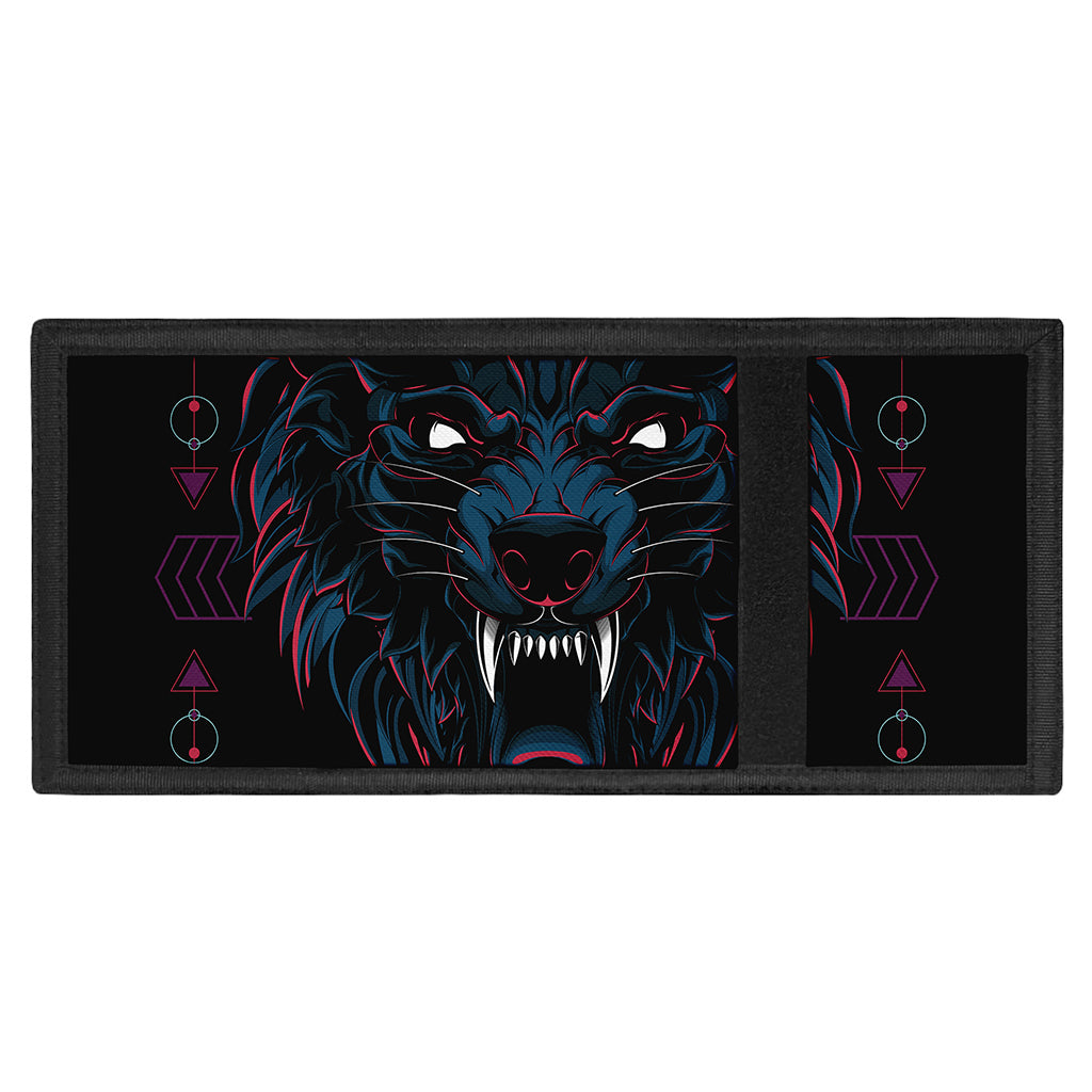 Dark Geometric Wolf Print Trifold Wallet