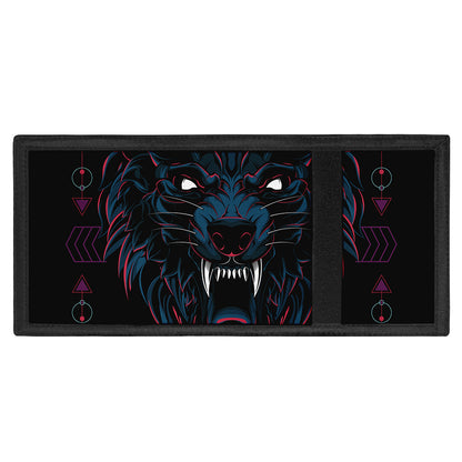 Dark Geometric Wolf Print Trifold Wallet