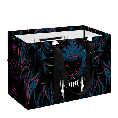 Dark Geometric Wolf Print Utility Tote Bag