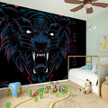 Dark Geometric Wolf Print Wall Sticker