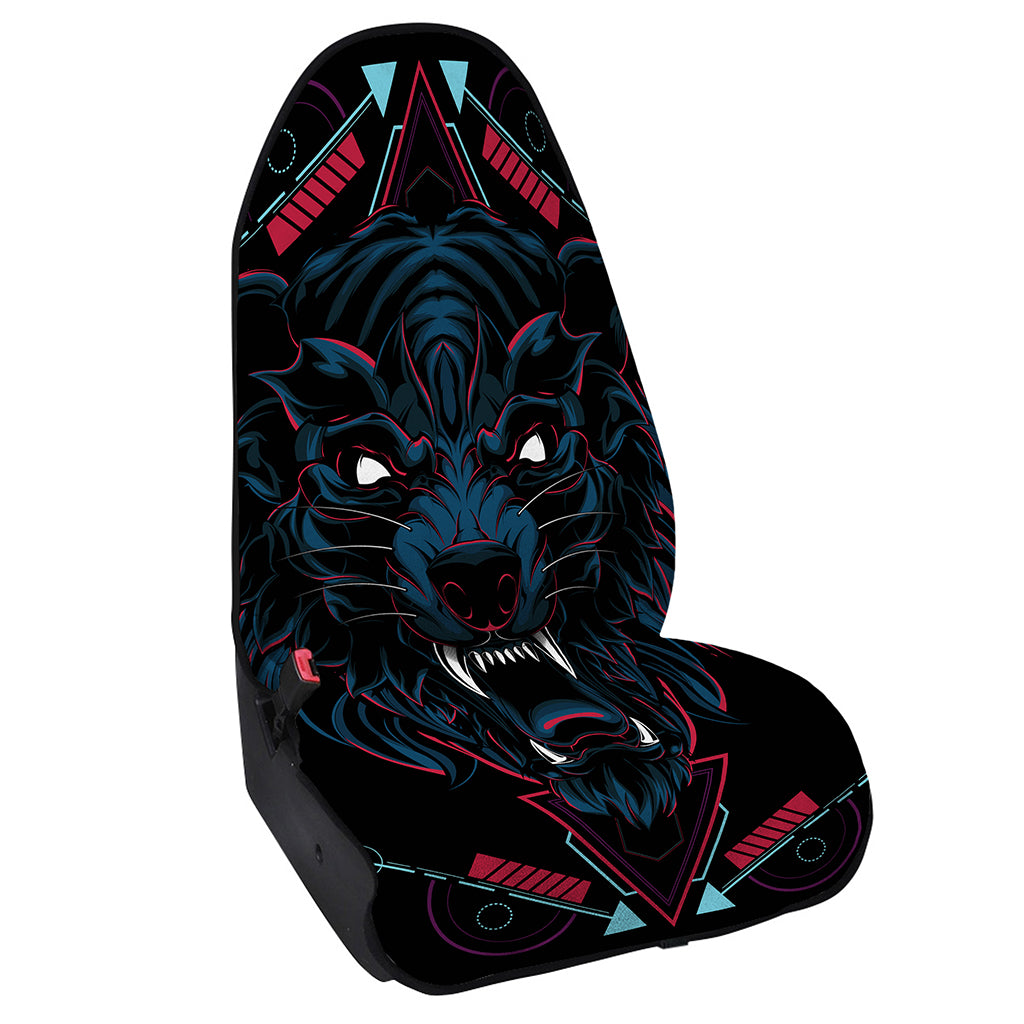 Dark Geometric Wolf Print Waterproof Car Seat Cover