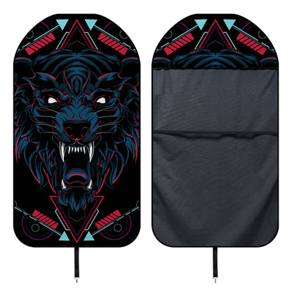Dark Geometric Wolf Print Waterproof Car Seat Cover