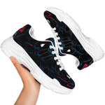 Dark Geometric Wolf Print White Chunky Shoes
