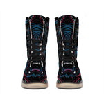 Dark Geometric Wolf Print Winter Boots