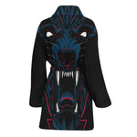 Dark Geometric Wolf Print Women's Bathrobe