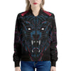 Dark Geometric Wolf Print Women's Bomber Jacket