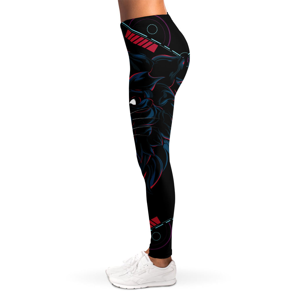 Dark Geometric Wolf Print Women's Leggings