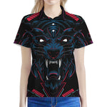 Dark Geometric Wolf Print Women's Polo Shirt