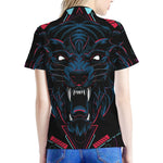 Dark Geometric Wolf Print Women's Polo Shirt