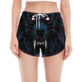 Dark Geometric Wolf Print Women's Split Running Shorts