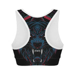 Dark Geometric Wolf Print Women's Sports Bra