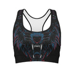 Dark Geometric Wolf Print Women's Sports Bra