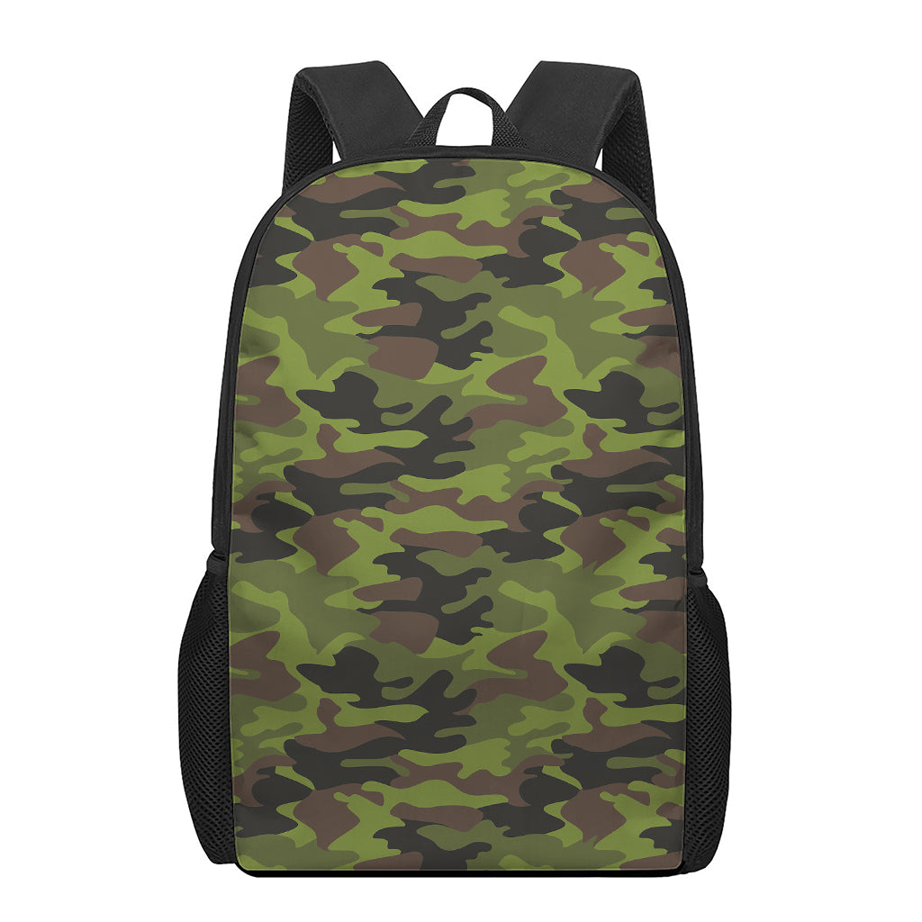 Dark Green And Black Camouflage Print 17 Inch Backpack