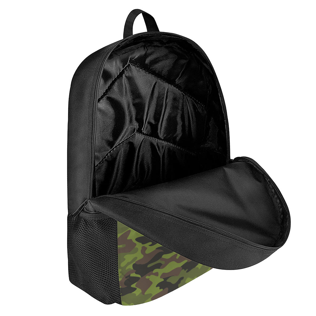 Dark Green And Black Camouflage Print 17 Inch Backpack