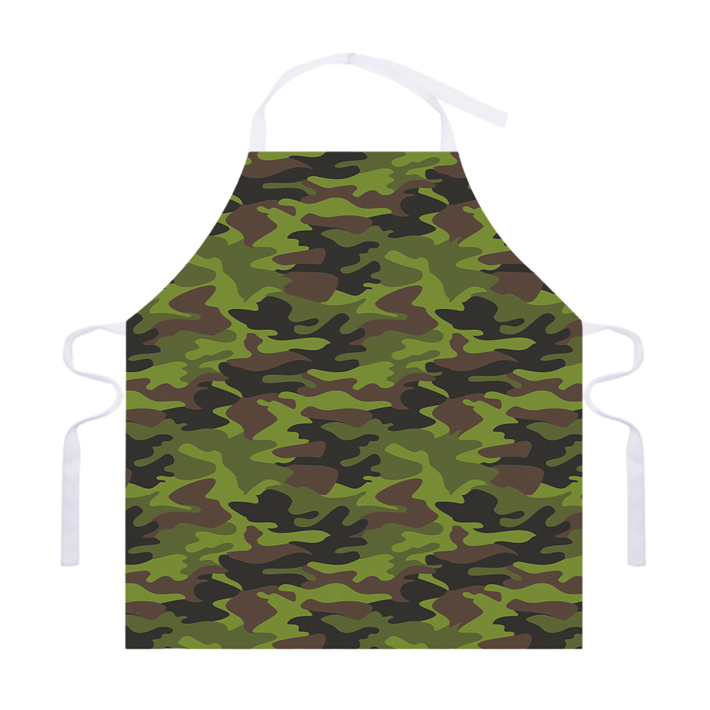 Dark Green And Black Camouflage Print Adjustable Apron