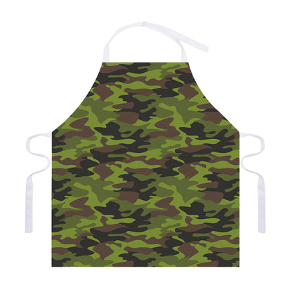Dark Green And Black Camouflage Print Adjustable Apron