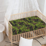 Dark Green And Black Camouflage Print Baby Crib Sheet