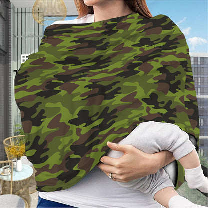 Dark Green And Black Camouflage Print Baby Seat Cover