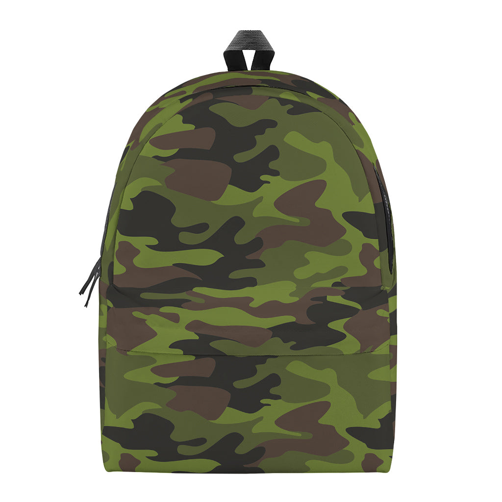 Dark Green And Black Camouflage Print Backpack
