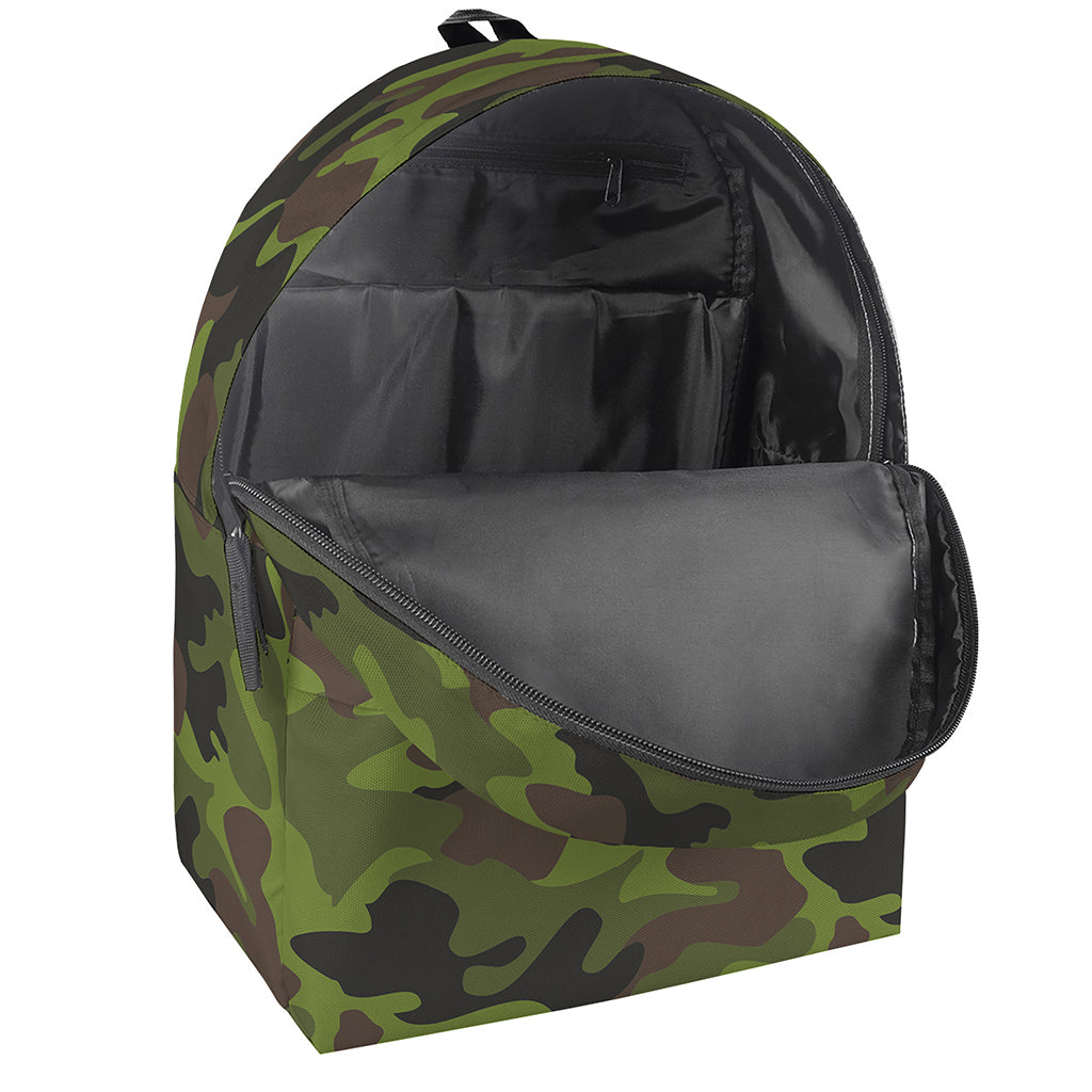 Dark Green And Black Camouflage Print Backpack
