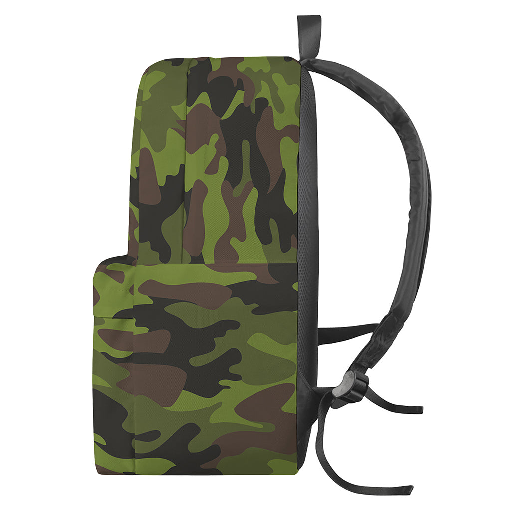 Dark Green And Black Camouflage Print Backpack