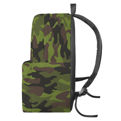 Dark Green And Black Camouflage Print Backpack