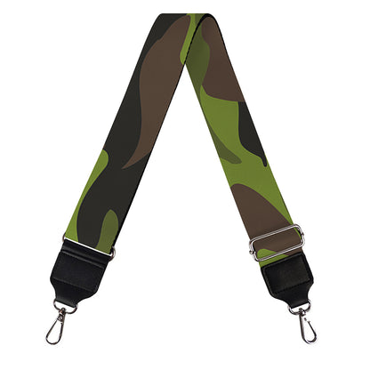 Dark Green And Black Camouflage Print Bag Strap