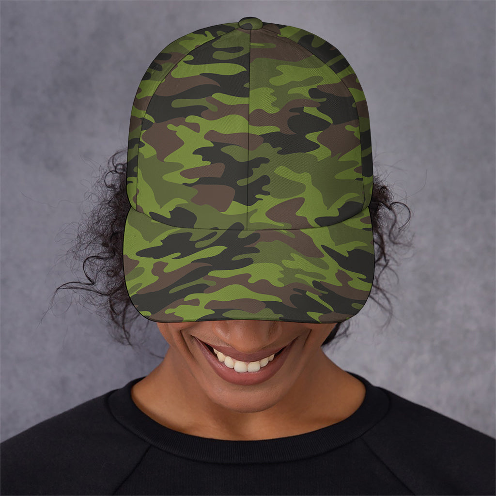 Dark Green And Black Camouflage Print Baseball Cap
