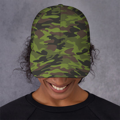 Dark Green And Black Camouflage Print Baseball Cap