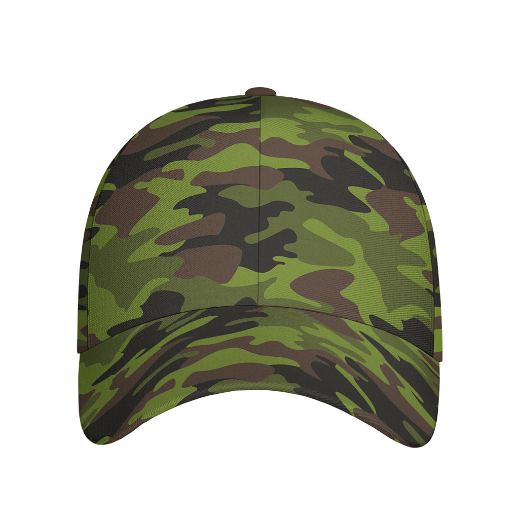 Dark Green And Black Camouflage Print Baseball Cap